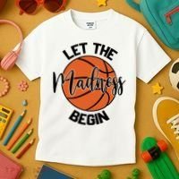 Let The Madness Begin College Basketball Kids T-Shirt thumb 3