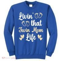 Livin That Mom Twin Life Twins Pregnant Two Mom Cute Gift Sweatshirt thumb 0