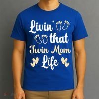 Livin That Mom Twin Life Twins Pregnant Two Mom Cute Gift T-Shirt thumb 3