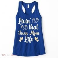 Livin That Mom Twin Life Twins Pregnant Two Mom Cute Gift Women's Tank Top thumb 0
