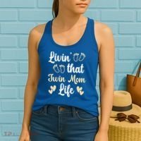 Livin That Mom Twin Life Twins Pregnant Two Mom Cute Gift Women's Tank Top thumb 2