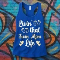 Livin That Mom Twin Life Twins Pregnant Two Mom Cute Gift Women's Tank Top thumb 3