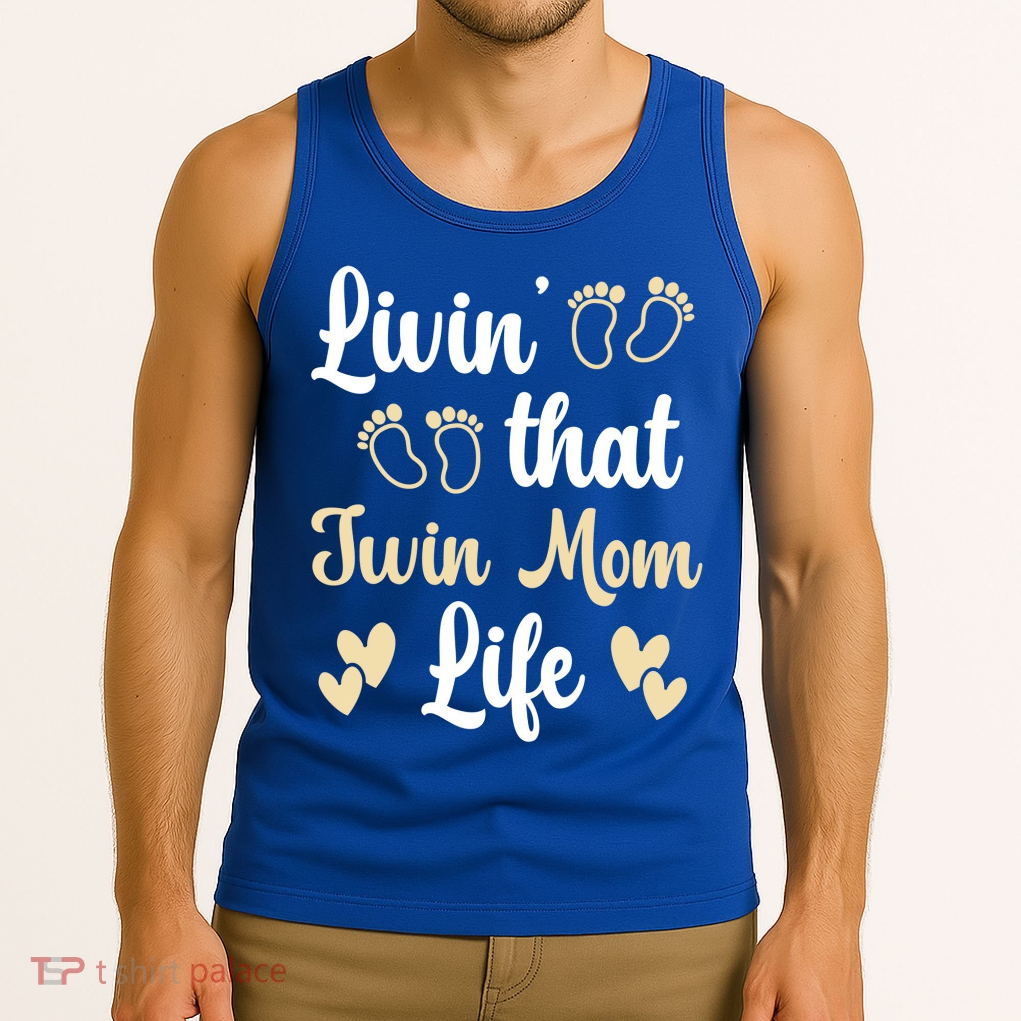 Livin That Mom Twin Life Twins Pregnant Two Mom Cute Gift Tank Top