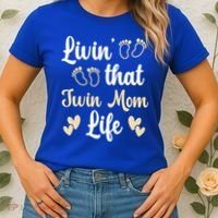 Livin That Mom Twin Life Twins Pregnant Two Mom Cute Gift Women's T-Shirt thumb 2