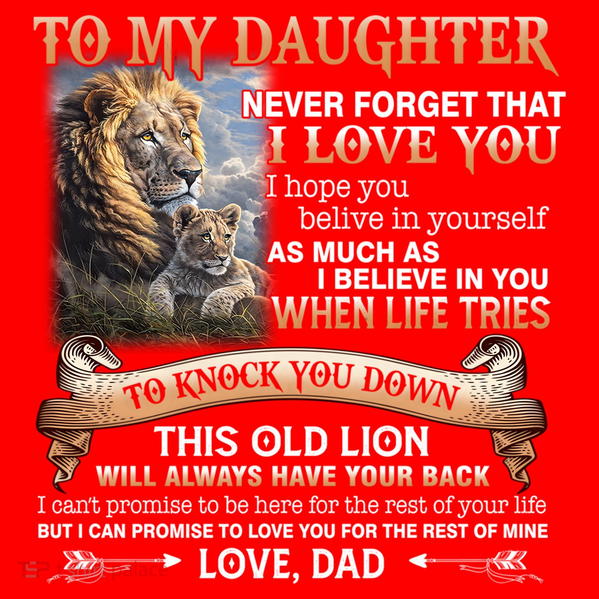 Lion To My Daughter Never Forget That I Love You Love Dad Great Gift Santa Hat