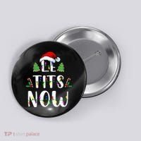 Le Tits Now Christmas Let It Snow Ugly Sweater Funny Party Button thumb 0