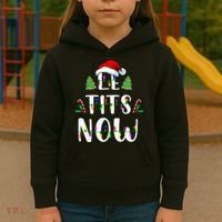 Le Tits Now Christmas Let It Snow Ugly Sweater Funny Party Kids Hoodie thumb 3