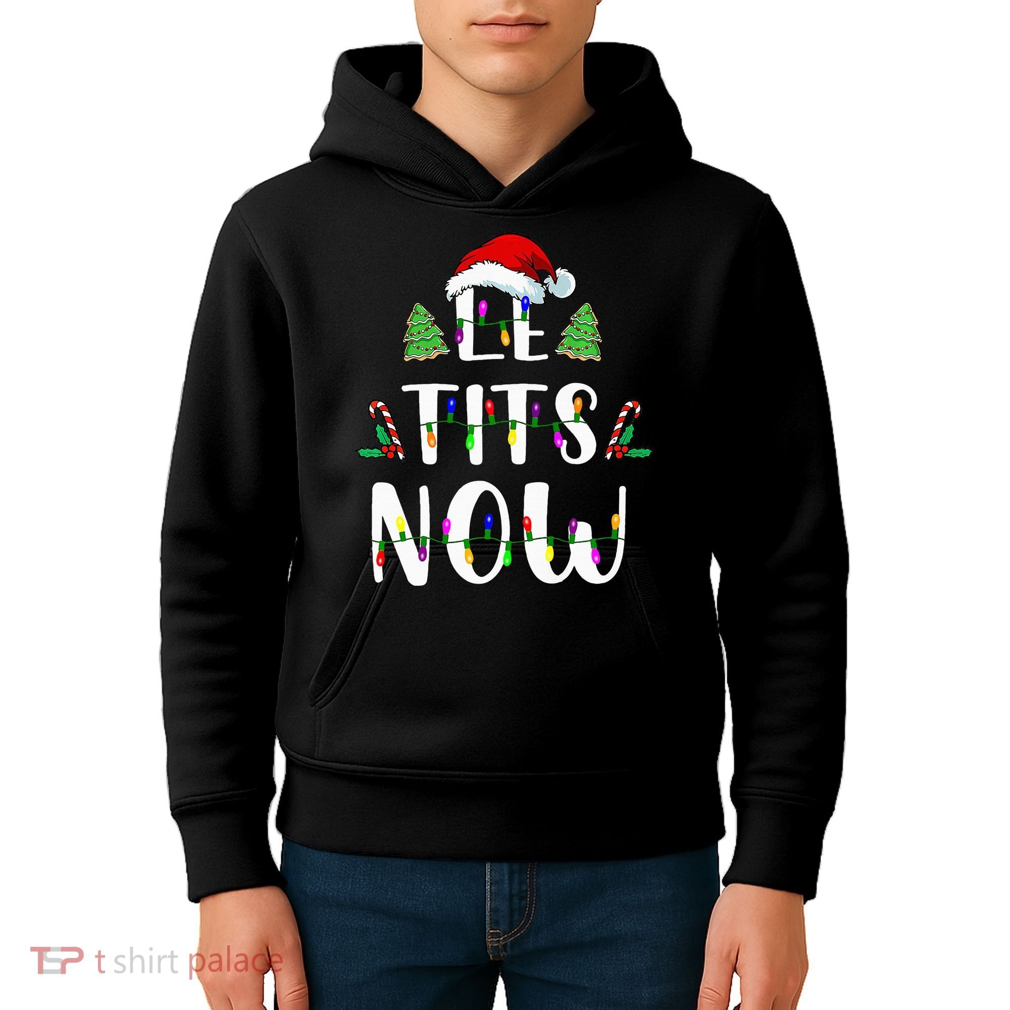Le Tits Now Christmas Let It Snow Ugly Sweater Funny Party Kids Hoodie