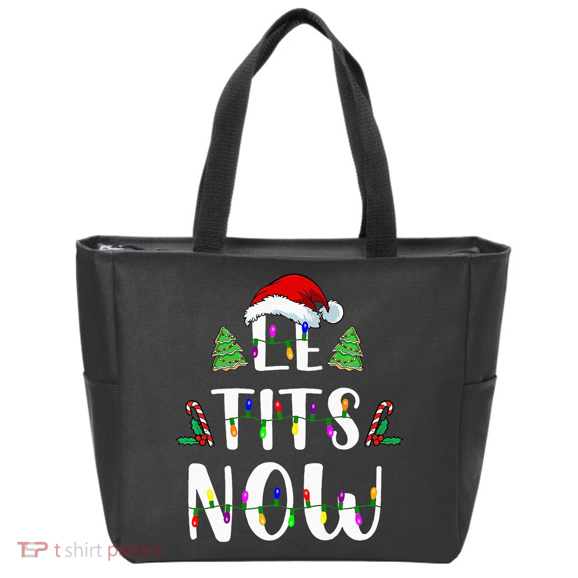 Le Tits Now Christmas Let It Snow Ugly Sweater Funny Party Tote Bag