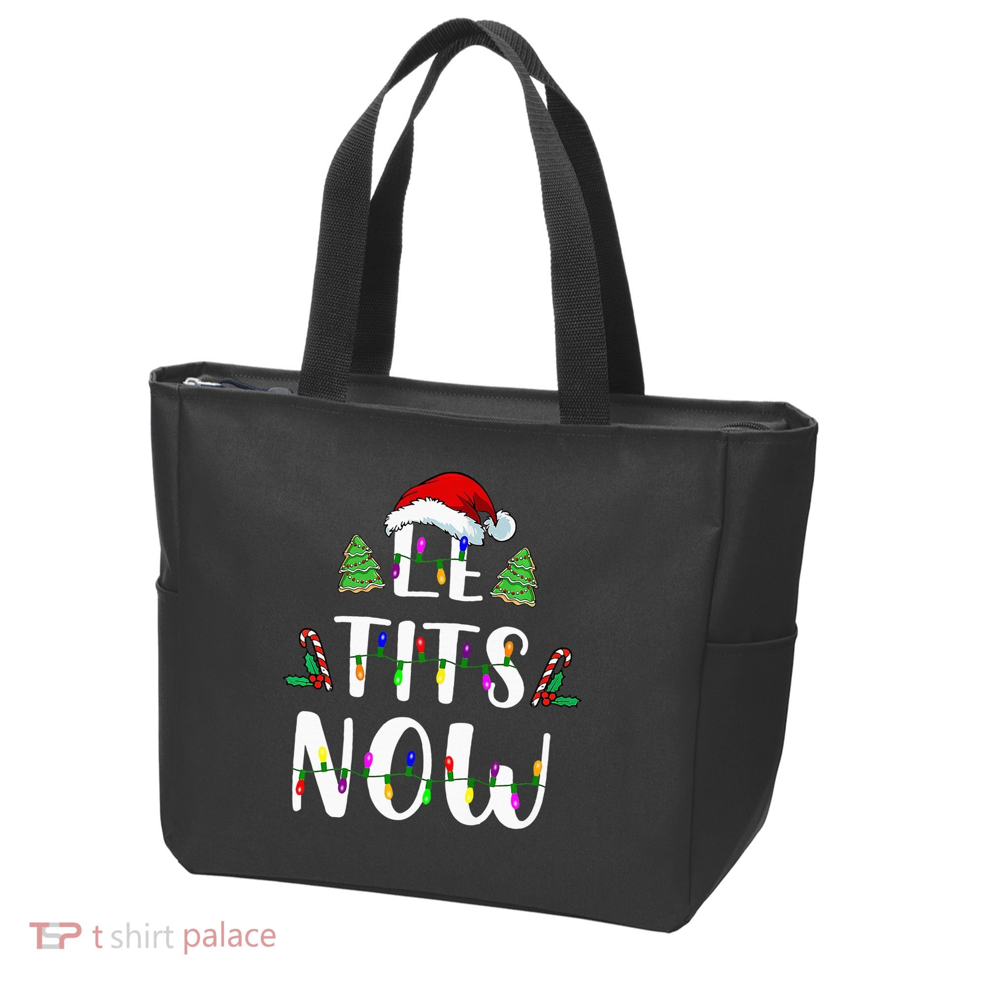 Le Tits Now Christmas Let It Snow Ugly Sweater Funny Party Tote Bag