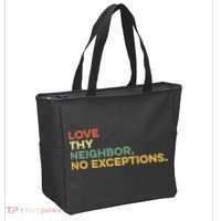 Love Thy Neighbors No Exceptions Jesus Bible Verse God Tote Bag thumb 2