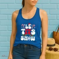 Le Tits Now Funny Christmas Let It Snow Xmas Hat Snowflake Cute Gift Women's Tank Top thumb 2