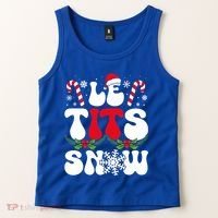 Le Tits Now Funny Christmas Let It Snow Xmas Hat Snowflake Cute Gift Tank Top thumb 2