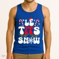 Le Tits Now Funny Christmas Let It Snow Xmas Hat Snowflake Cute Gift Tank Top thumb 3