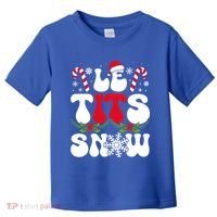 Le Tits Now Funny Christmas Let It Snow Xmas Hat Snowflake Cute Gift Toddler T-Shirt thumb 0