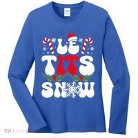 Le Tits Now Funny Christmas Let It Snow Xmas Hat Snowflake Cute Gift Women's Long Sleeve Shirt thumb 0