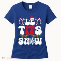 Le Tits Now Funny Christmas Let It Snow Xmas Hat Snowflake Cute Gift Women's T-Shirt thumb 0
