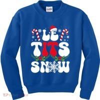 Le Tits Now Funny Christmas Let It Snow Xmas Hat Snowflake Cute Gift Kids Sweatshirt thumb 0