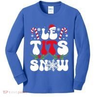 Le Tits Now Funny Christmas Let It Snow Xmas Hat Snowflake Cute Gift Kids Long Sleeve Shirt thumb 0