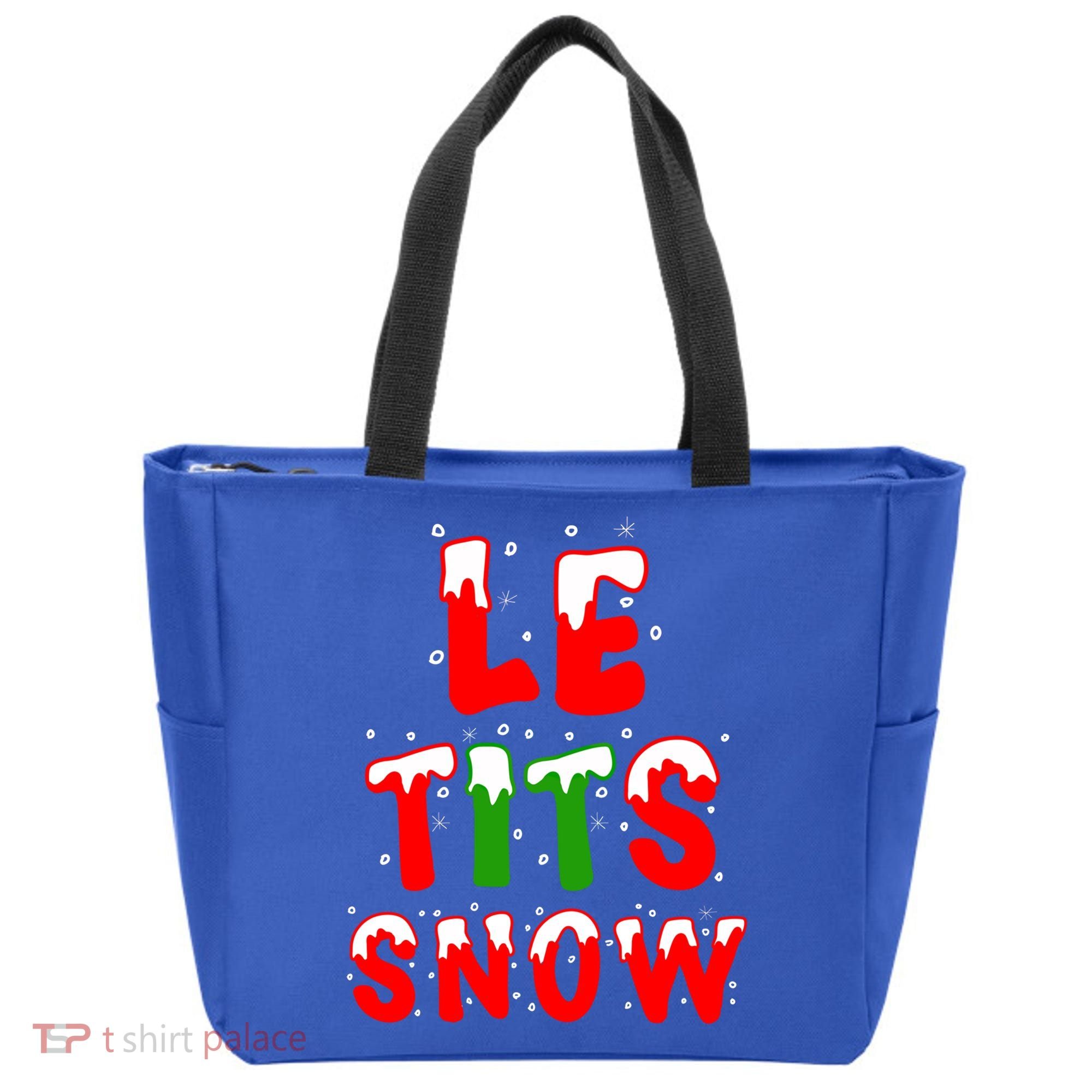 Le Tits Now Let It Snow Funny Christmas Gift Tote Bag
