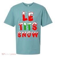 Le Tits Now Let It Snow Funny Christmas Gift Sueded Cloud Jersey T-Shirt thumb 0