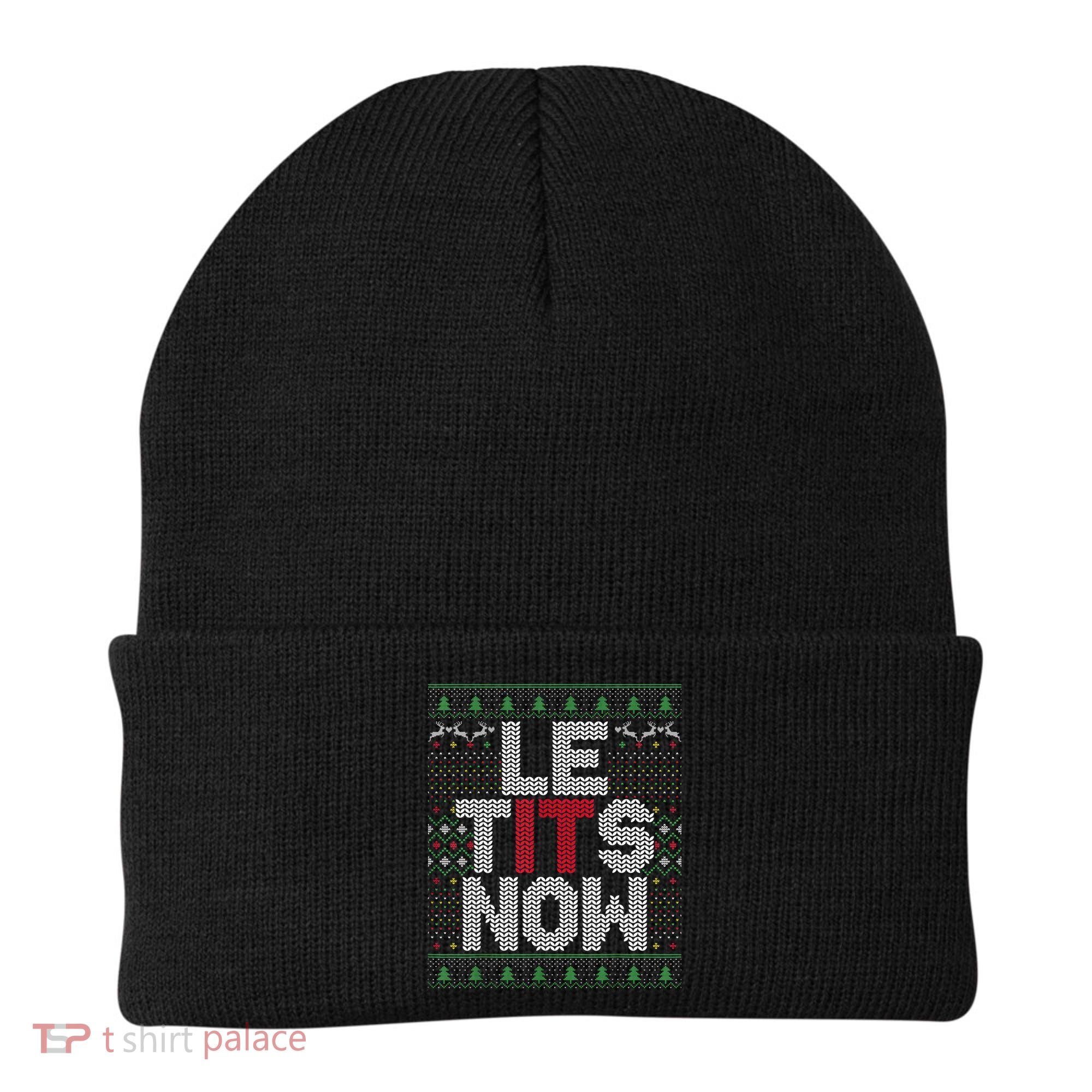 Le Tits Now Christmas Let It Snow Ugly Sweater Funny Party Beanie