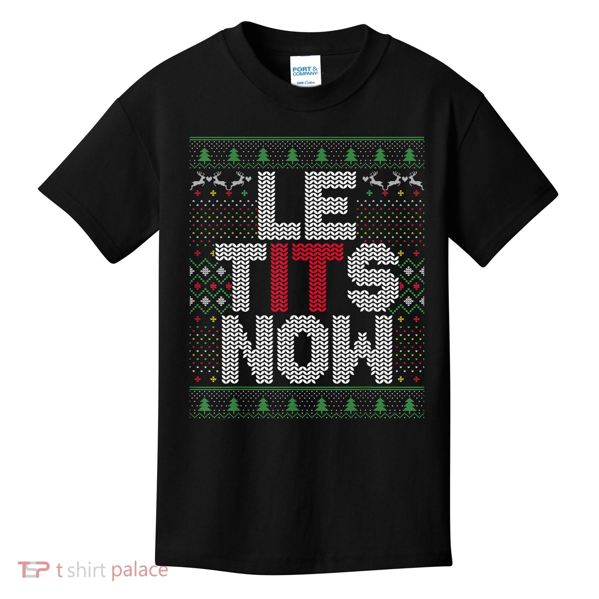 Le Tits Now Christmas Let It Snow Ugly Sweater Funny Party Kids T-Shirt