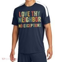Love Thy Neighbors No Exceptions Jesus Bible Verse Sport-Tek Competitor United Soccer Jersey thumb 0