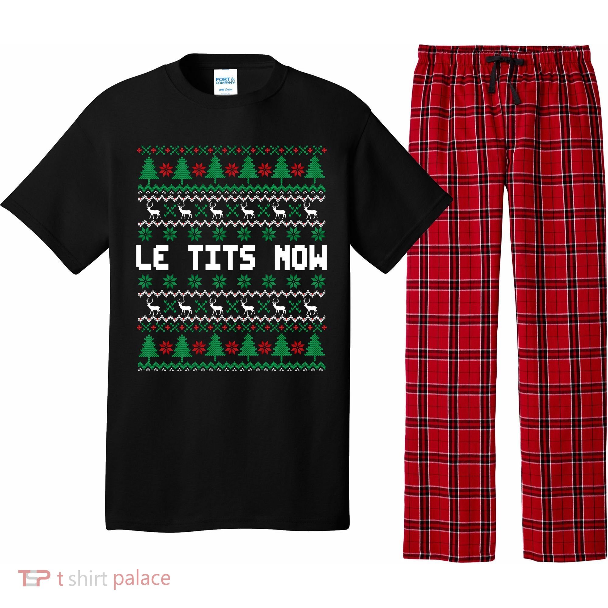 Le Tits Now Ugly Christmas Sweater Let It Snow Gift Pajama Set