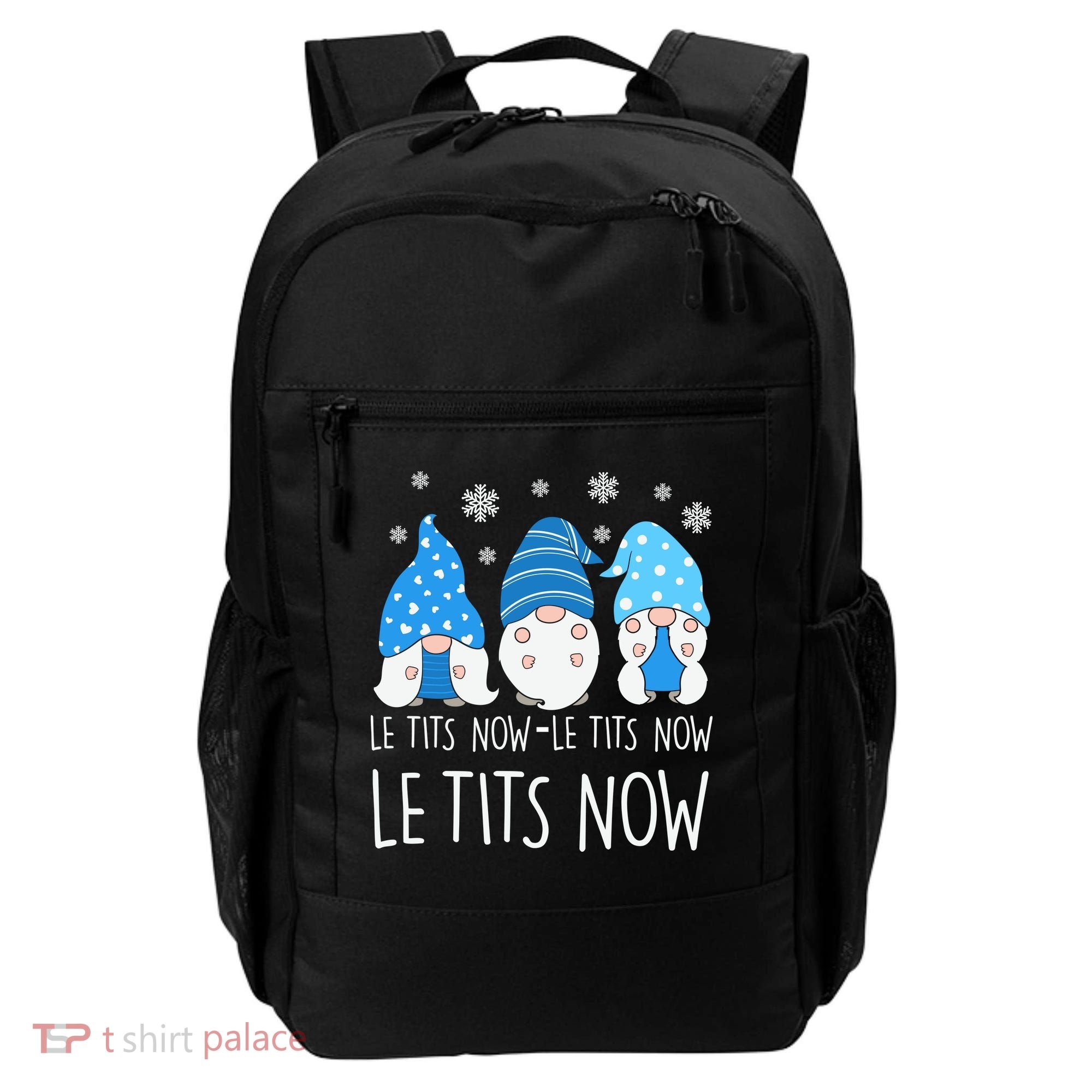 Le Tits Now Christmas Let It Snow Ugly Sweater Funny Party Backpack