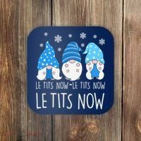 Le Tits Now Christmas Let It Snow Ugly Sweater Funny Party Coaster thumb 0