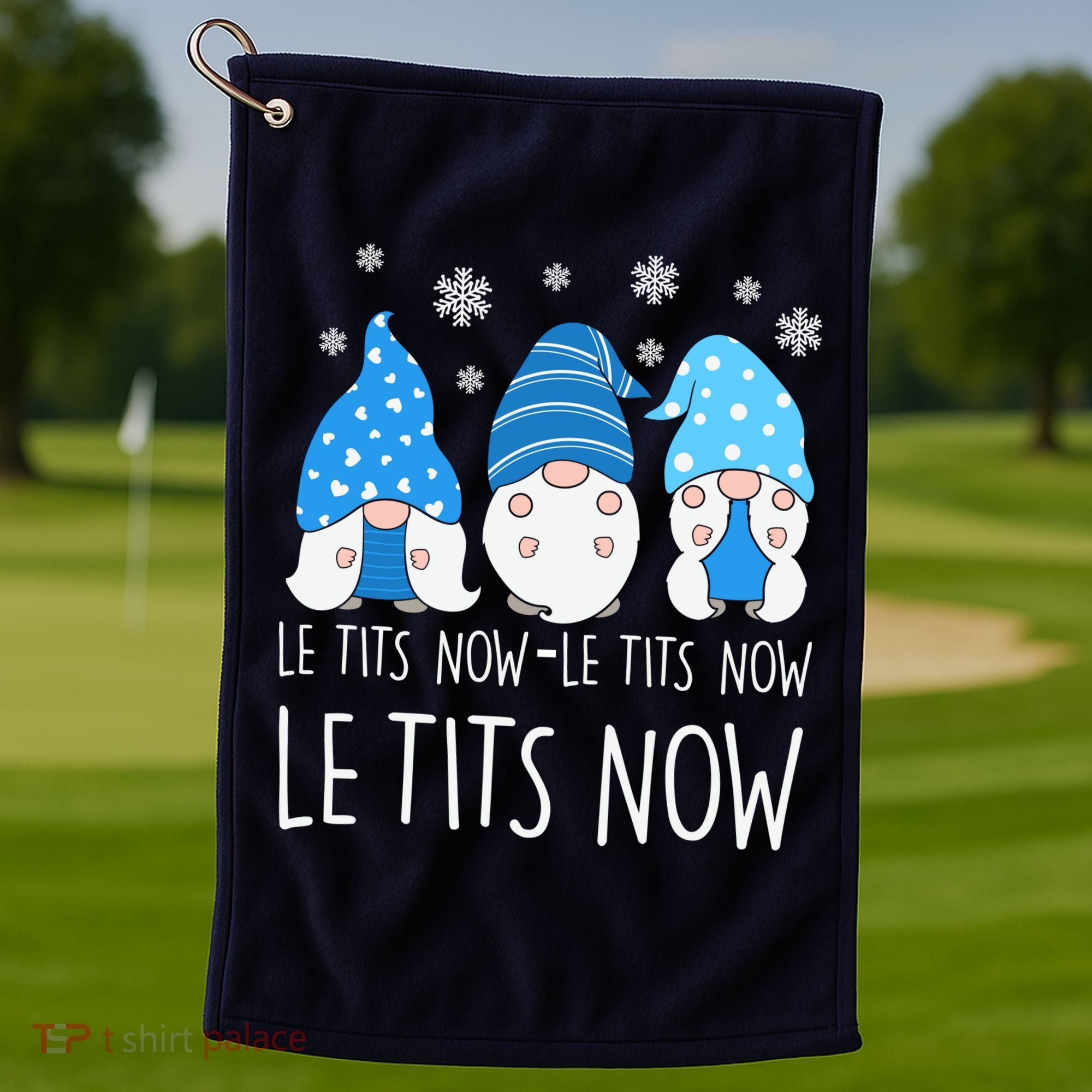 Le Tits Now Christmas Let It Snow Ugly Sweater Funny Party Golf Towel