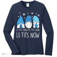 Le Tits Now Christmas Let It Snow Ugly Sweater Funny Party Women's Long Sleeve Shirt thumb 0