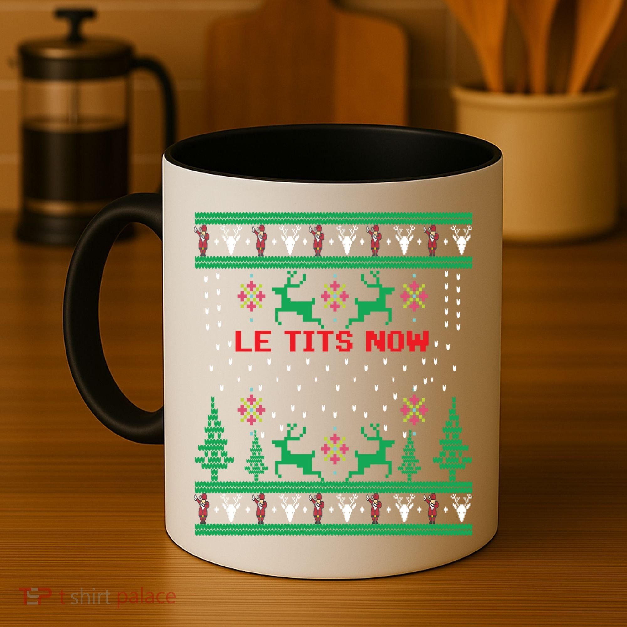 Le Tits Now Christmas Let It Snow Ugly Sweater Party Gift Coffee Mug