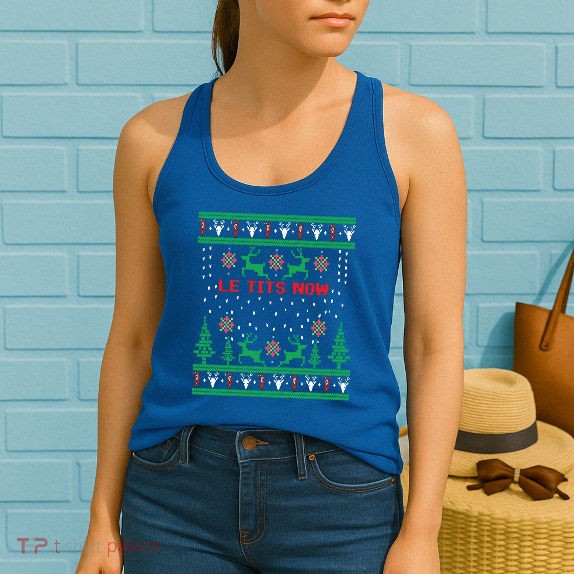 Le Tits Now Christmas Let It Snow Ugly Sweater Party Gift Women's Tank Top