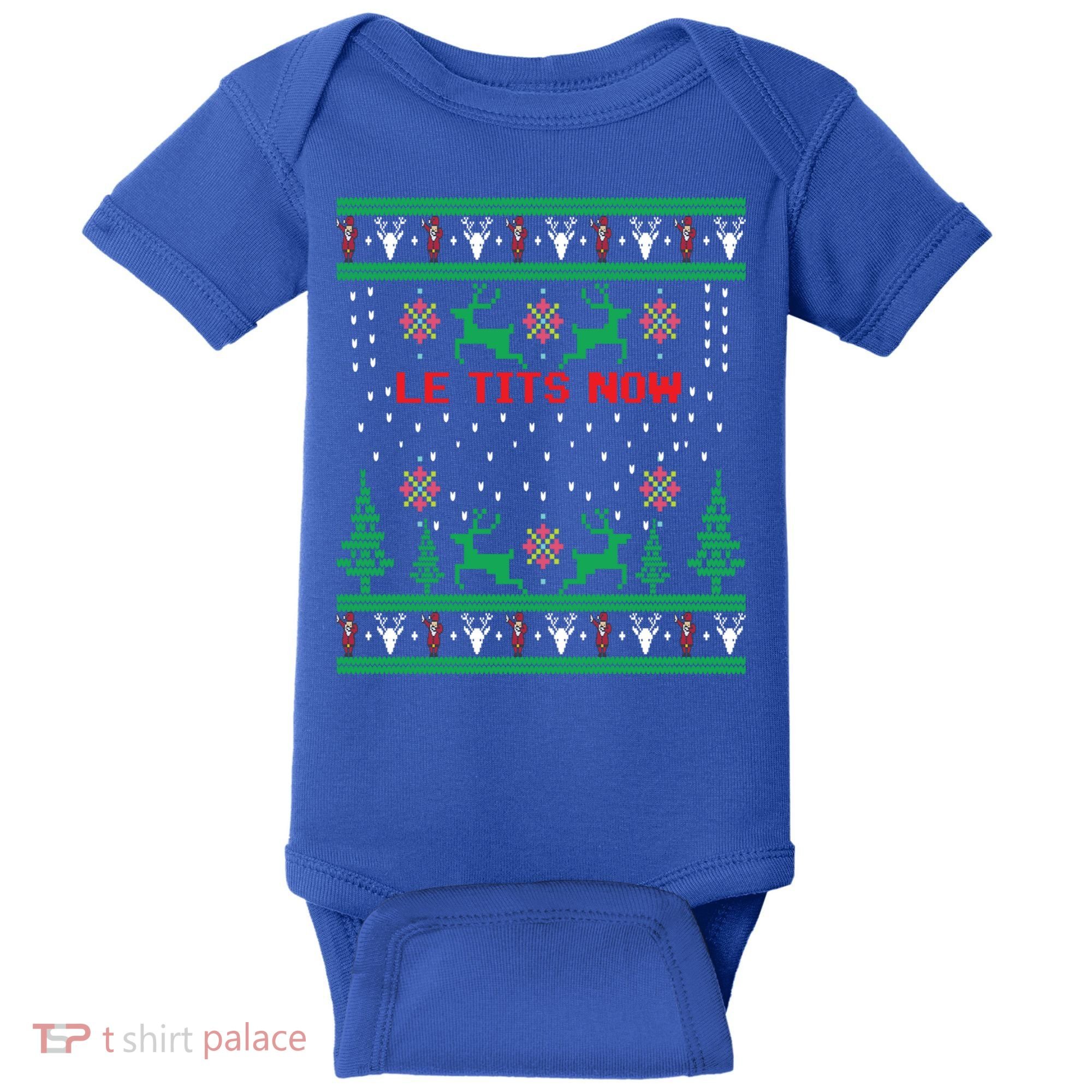 Le Tits Now Christmas Let It Snow Ugly Sweater Party Gift Baby Bodysuit