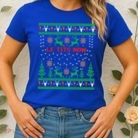 Le Tits Now Christmas Let It Snow Ugly Sweater Party Gift Women's T-Shirt thumb 2