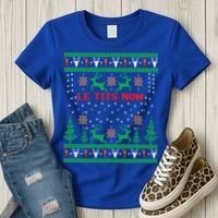 Le Tits Now Christmas Let It Snow Ugly Sweater Party Gift Women's T-Shirt thumb 3