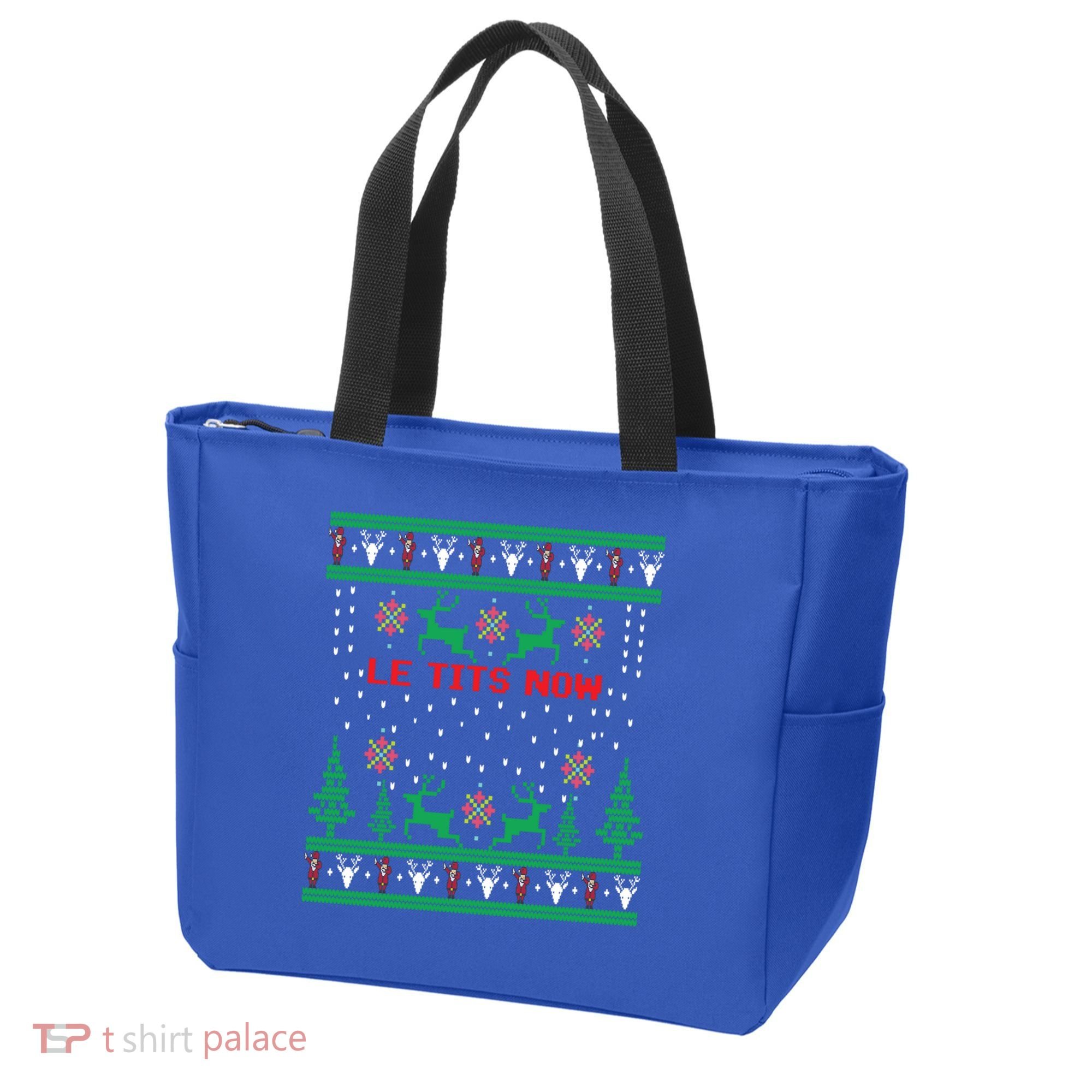 Le Tits Now Christmas Let It Snow Ugly Sweater Party Gift Tote Bag