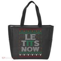 Le Tits Now Funny Party Christmas Ugly Sweater Tote Bag thumb 0