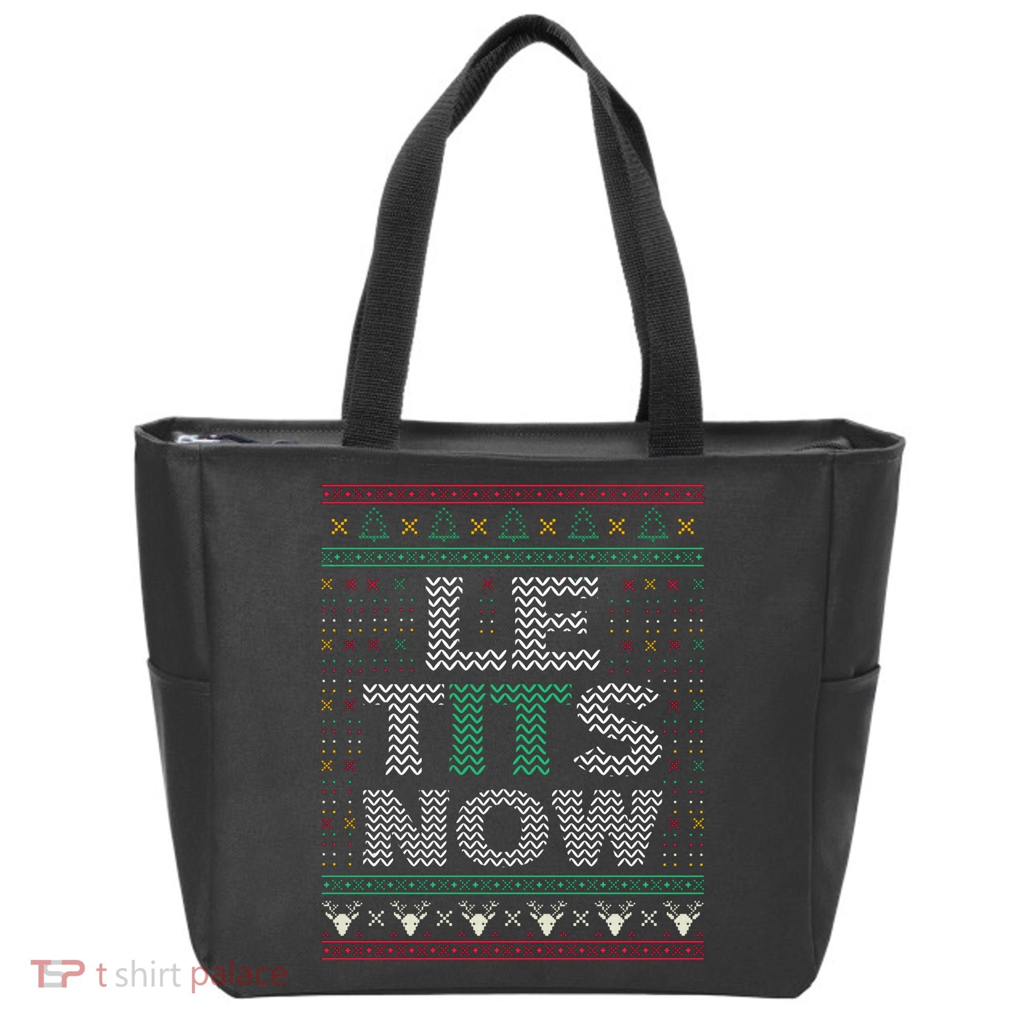 Le Tits Now Funny Party Christmas Ugly Sweater Tote Bag