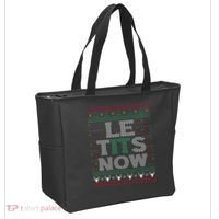 Le Tits Now Funny Party Christmas Ugly Sweater Tote Bag thumb 2
