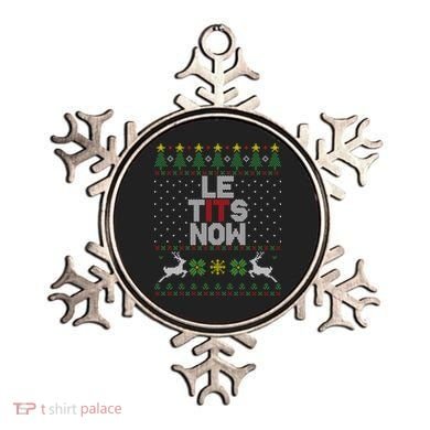 Le Tits Now Christmas Let It Snow Ugly Christmas Sweater Ornament