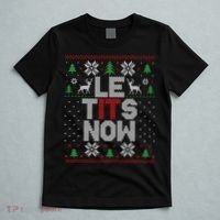 Le Tits Now Christmas Let It Snow Ugly Christmas Sweater T-Shirt thumb 5
