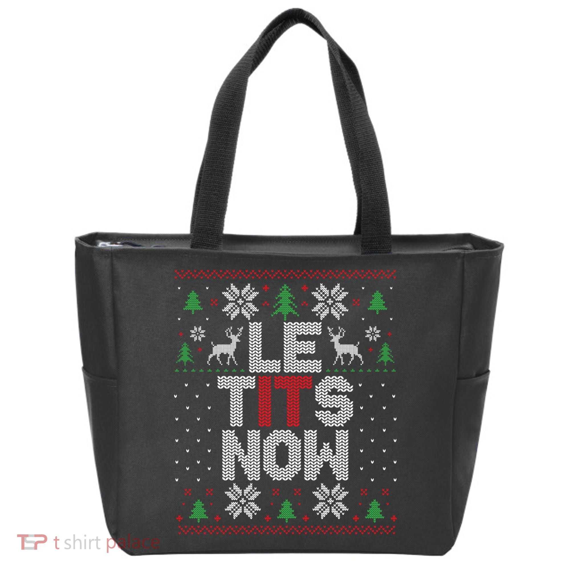Le Tits Now Christmas Let It Snow Ugly Christmas Sweater Tote Bag