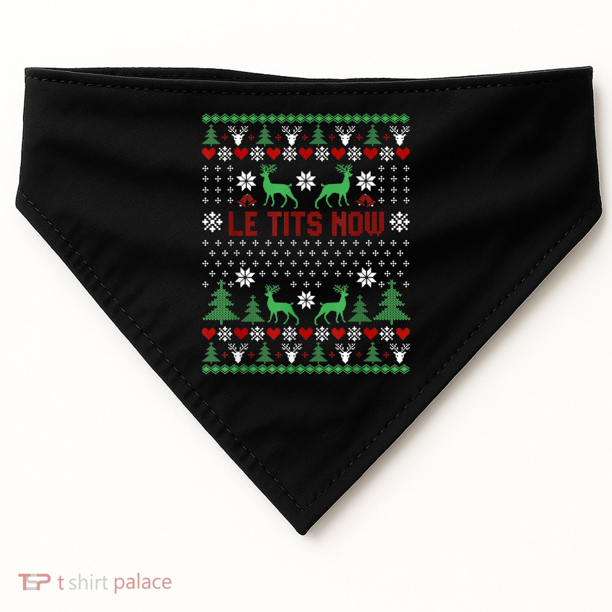 Le Tits Now Christmas Let It Snow Ugly Christmas Sweater USA-Made Doggie Bandana