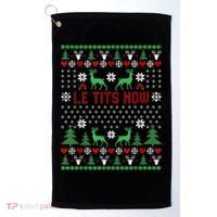 Le Tits Now Christmas Let It Snow Ugly Christmas Sweater Golf Towel thumb 0