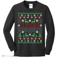 Le Tits Now Christmas Let It Snow Ugly Christmas Sweater Kids Long Sleeve Shirt thumb 0