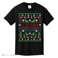 Le Tits Now Christmas Let It Snow Ugly Christmas Sweater Kids T-Shirt thumb 0