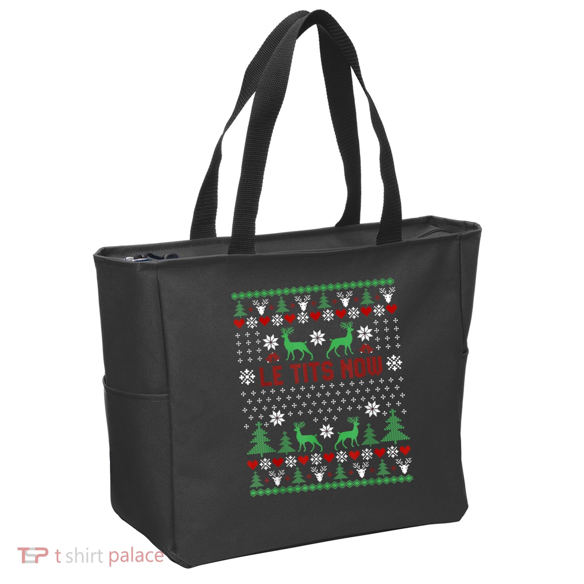 Le Tits Now Christmas Let It Snow Ugly Christmas Sweater Tote Bag
